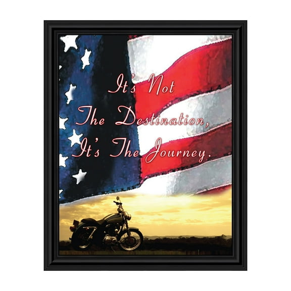 Harley Davidson Gifts for Men and Women, Patriotic Harley Accessories, Harley Davidson Wedding Gifts, Sunset American Flag for Harley Riders, "It's Not the Destination" Unique Motorcycle Decor, 2122