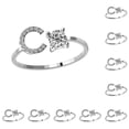 thumbnail image 1 of Qarigey Cobre letra mayúscula anillo abierto compromiso portátil mujer anillos compras maquillaje joyería cumpleaños Festival regalo letra C Letra C 10piezas Qarigey CBP104030, 1 of 4