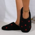 thumbnail image 3 of House Slippers for Women Cute Heart Embroidery Plush Comfy Memory Foam Soft Sole Indoor Nonslip Winter Slip on Shoes Black Size 8.5, 3 of 7