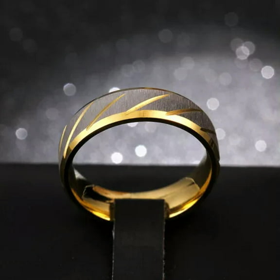 8mm Gold/Blue/Black Titanium Steel Brushed Band Men Women Wedding Ring Size 6-12