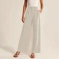 thumbnail image 2 of Linen Pants Women Wide Leg Work Business Casual High Waisted Dress Flowy Office Trousers, 2 of 5