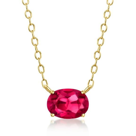 Pure Collection by Ross-Simons 0.60 Carat Oval Lab-Grown Ruby Necklace in 18kt Gold Vermeil, Women's, Adult