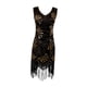 thumbnail image 2 of Vestido de lentejuelas para mujer, ropa de baile con borlas para salón de baile, cha cha, actuación en el escenario Oro negro, 2 of 9