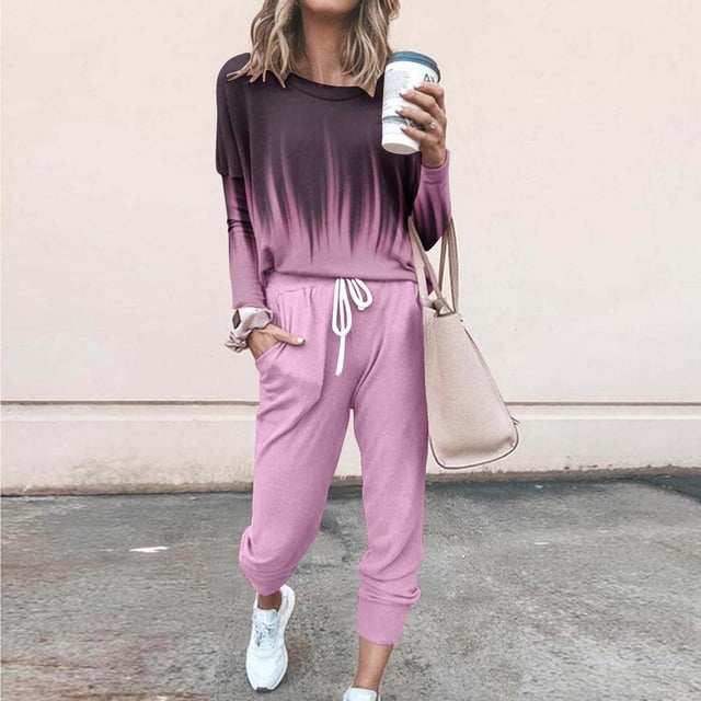 Birdeem Ensembles de Noël pour Femmes Deux Pièces Imprimé Col Rond Manches Longues Hauts Pantalons Décontractés Survêtement
