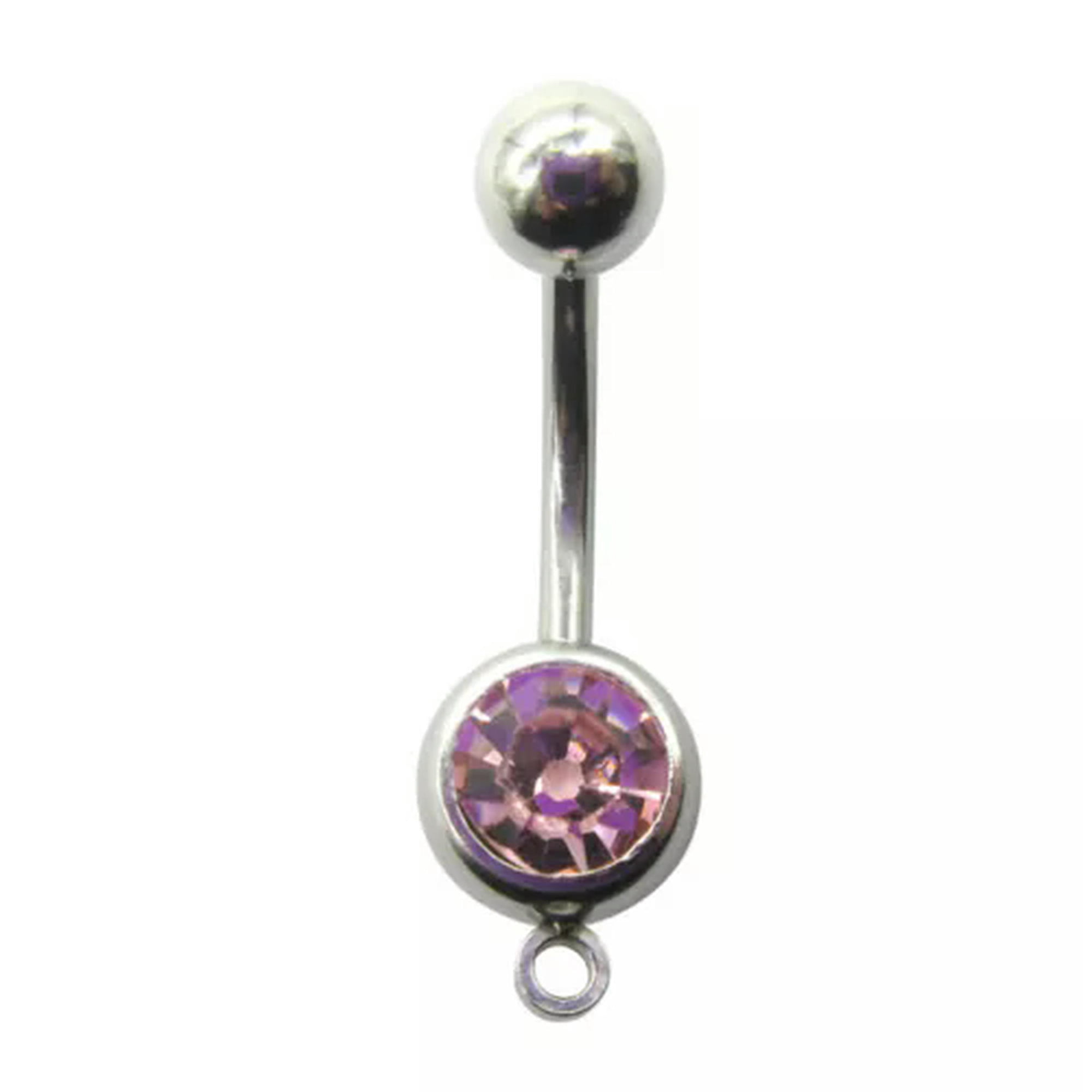 K-KED 1pc Belly Bar Navel Delicate Jewelry Geometric Belly Ring Fashion Navel Ring Body Jewelry-Pink