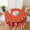 thumbnail image 3 of Mandala Red Waterproof Picnic Patio Party Round Table Cloth Cover Decorations Fabric 60 Inch Circular Tablecloth for 20-47 Inch Home Dining Room Kitchen Decor, 3 of 6