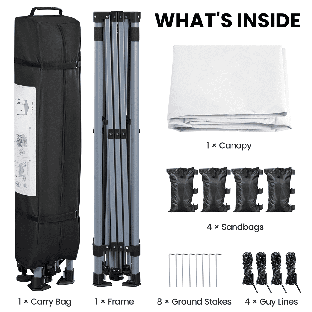 Renwick 10x10 Ft Instant Pop Up Canopy with One Push To Lock Setup Mechanism, White