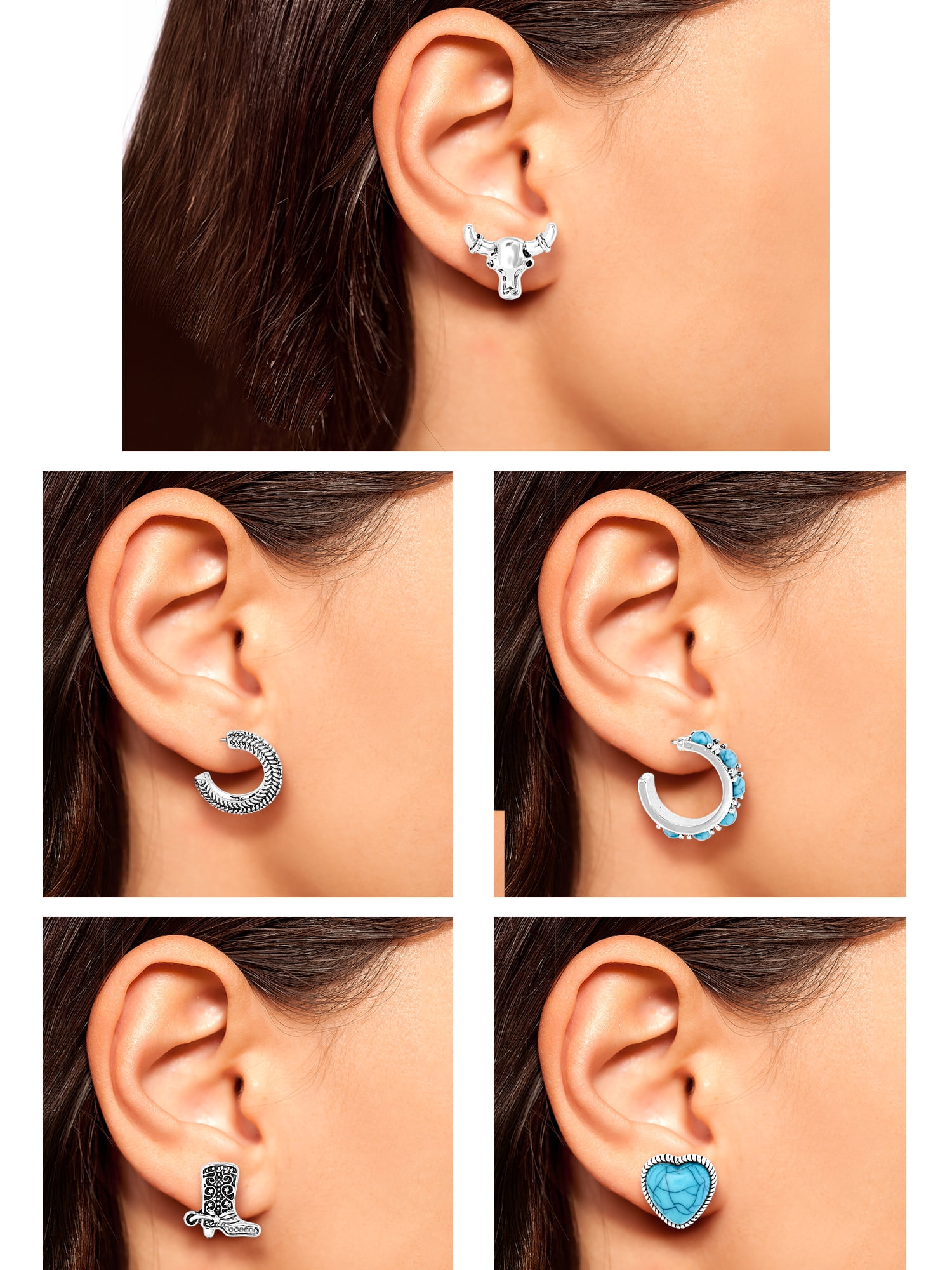 Jessica Simpson Women’s Faux Turquoise Earrings Set, 5 Pairs