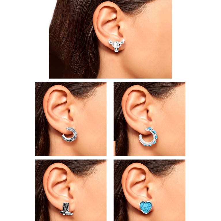 Jessica Simpson Women's Faux Turquoise Earrings Set, 5 Pairs