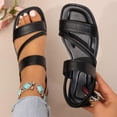 thumbnail image 5 of Viluyesy Womens Flat Slide Sandals, Summer Casual Elastic Strappy Square Toe 2026 Fashion Comfortable Shoes Black US9.5, 5 of 9