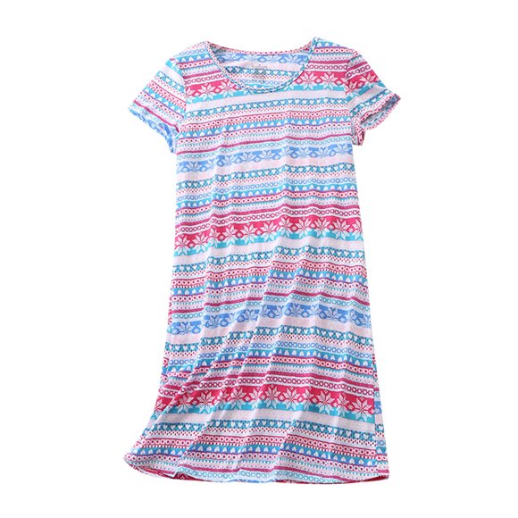Lcziwo Women's Cotton Nightgown Short Sleeve Boho Printed Sleep Shirt Soft Comfy Cute Summer Sleepwear Multicolor,XL