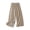 Beige, variant on Women's Striped Cotton Linen Pants, Wide Leg Cropped Trousers with Tie Waist, Elastic Cuff Boho Casual Pants for Women, Loose Fit Summer Palazzo Pants Beige L