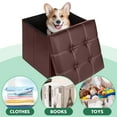 thumbnail image 4 of PinkSheep 15" Folding Storage Ottoman Cube Footstool Ottoman Bench with Storage, Faux Leather, Brown, 4 of 7