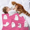 thumbnail image 3 of Halloween Cute Ghost Blanket Horror Movie Blanket Lightweight Fuzzy Flannel Throw Blanket for Bed Living Room Sofa Couch Travel All Season 50"x40", 3 of 6