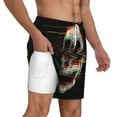thumbnail image 3 of Gaeub Glitch Screaming Skull Mens Swim Trunks Stretch Beach Shorts Quick Dry for Men Swim Shorts Swimwear with Pockets- XX-Large, 3 of 9