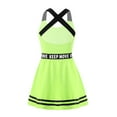 thumbnail image 2 of YEAHDOR Girls Sleeveless Sports Dress Cross Straps Open Back A-Line Dress Juniors Gym Workout Outfit Fluorescent Green 6, 2 of 7