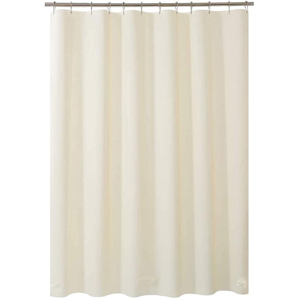 Long Shower Curtain Fabric Liners, Water Resistant Bathroom Curtains, Rust Resistant Grommets Top Weighted Bottom Machine Washable, White 72 Inch Width by 78 Inch Length