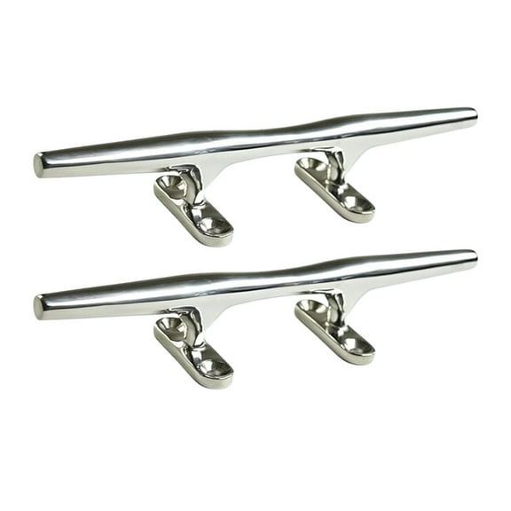 MARINE CITY 316 Stainless Steel Open Base Cleat - Hollow Base Deck Mooring Rope Tie Cleat, 8 Inches - Ideal for Marines, Boats, Yachts - 2 Pcs