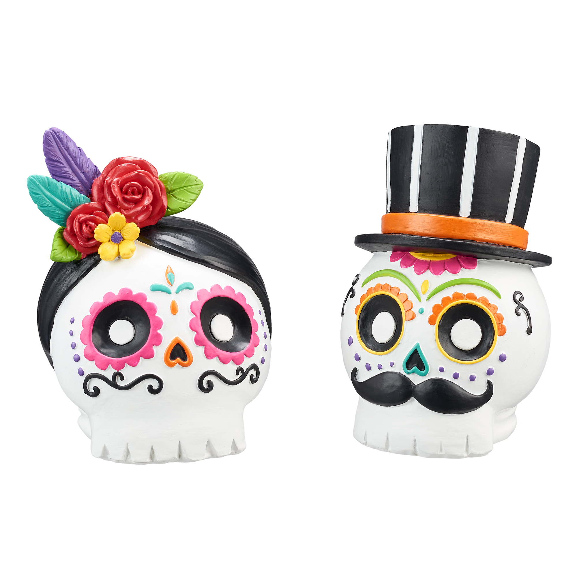 Way to Celebrate Dia de Muertos Skull Table Top Decoration, Set of 2 - Walmart.com - Walmart.com