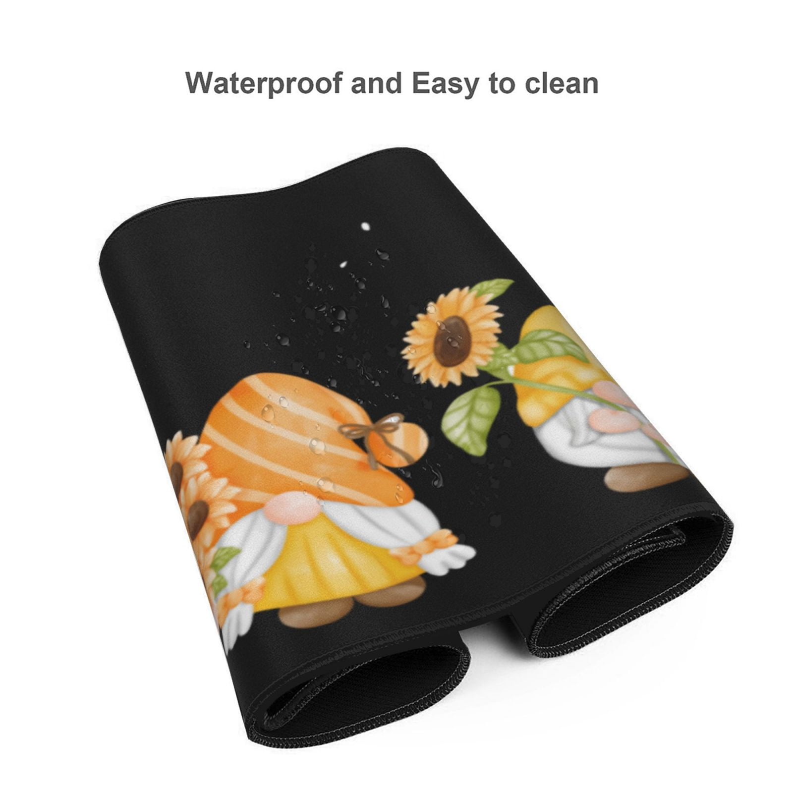 Hirioo Hello Spring Sunflower Gnomes for Mouse Pad ,Anti-Slip Base, Durable Stitched Edges, Perfect for Gaming, Office, and Home Use,16x35.5in