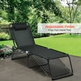 thumbnail image 3 of Topbuy Foldable Beach Chaise Lounge Chair with Pillow & Adjustable Pedal Black, 3 of 8