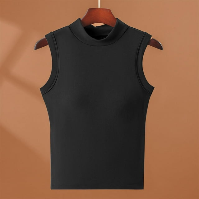Weiqiqre Womens Tank Tops Sleeveless Mock Turtle Neck Tops Double Lined Tank Tops 2025 Basic Tight Shirts