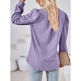 thumbnail image 5 of Spencer Women's Long Sleeve V Neck T Shirt Casual Pullover Shirts Puff Sleeve Tunic Fall Tops Loose Blouse (XL, Purple), 5 of 11