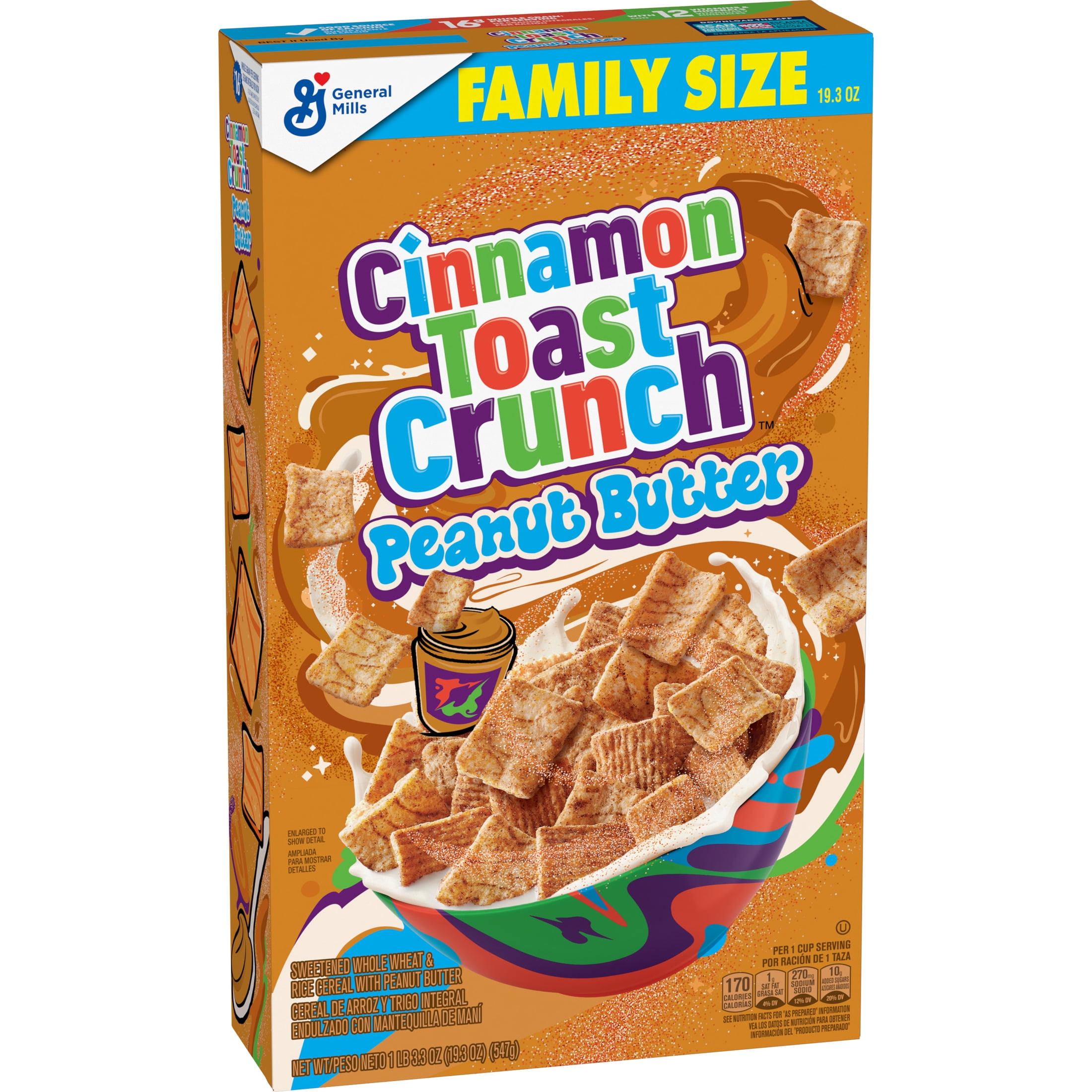 Cinnamon Toast Crunch Peanut Butter Breakfast Cereal, Family Size, 19.3 oz