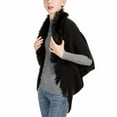 thumbnail image 3 of SWSMCLT Women's Soft Cardigan Knit 3/4 Sleeve Batwing Sleeves Cardigan Sweater Sweater Crop Thermal Black One Size, 3 of 3