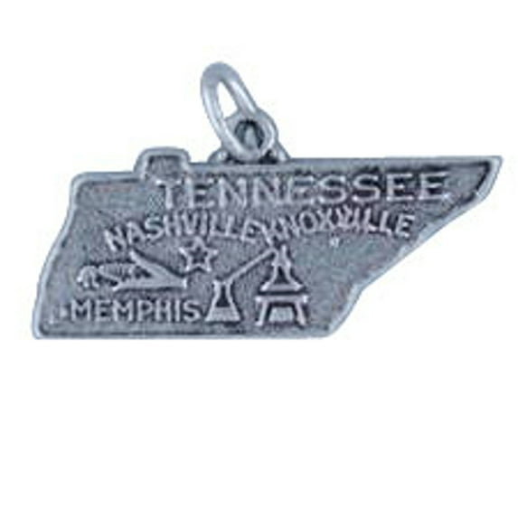 Sterling Silver 16" Unisex 1.5mm Box Chain TENNESSEE State Pendant Necklace