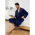 thumbnail image 4 of Vulcanodon Men’s Satin Robe Lightweight,Men's Luxurious Silk Kimono Bathrobe（Navy, XX-Large-3X-Large）, 4 of 6