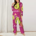 thumbnail image 3 of Bingfone Womens Pajama Sets Pink Green Avocado Print,Long Sleeve Loungewear Pajamas Set-Large, 3 of 9