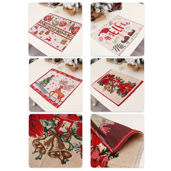 Christmas Placemats Christmas Place Mats Dining Decor Heat-Resistant Christmas Table Mats Washable Place Mat