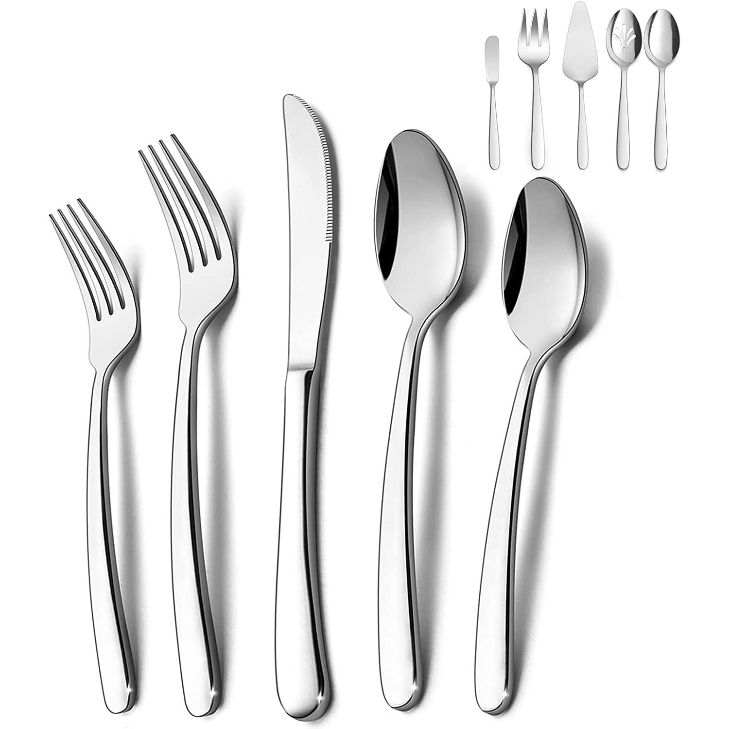 Heavy Duty Silverware Set, 45 Pieces Stainless Steel Flatware Set with