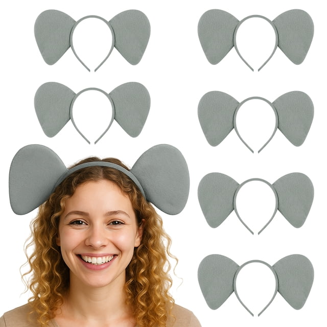 TOPTIE 6 PCS Elephant Animals Ears Headband, Decorations for Adult & Kid, Costume Hair Hoop