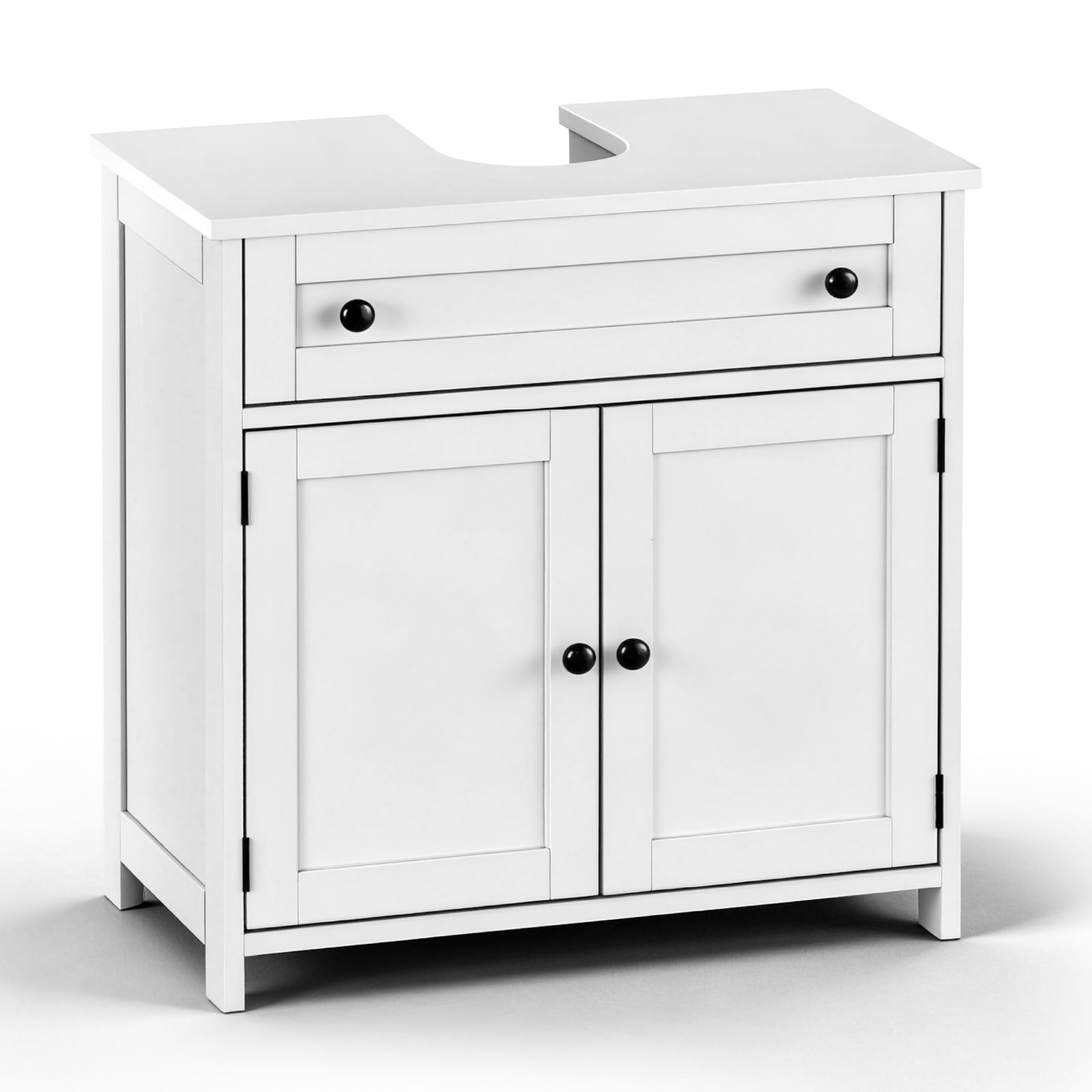 Ktaxon Bathroom Vanity Cabinet, Under Sink Pedestal w/ One Drawer and Two Doors, Wall - mounted Drainage, White