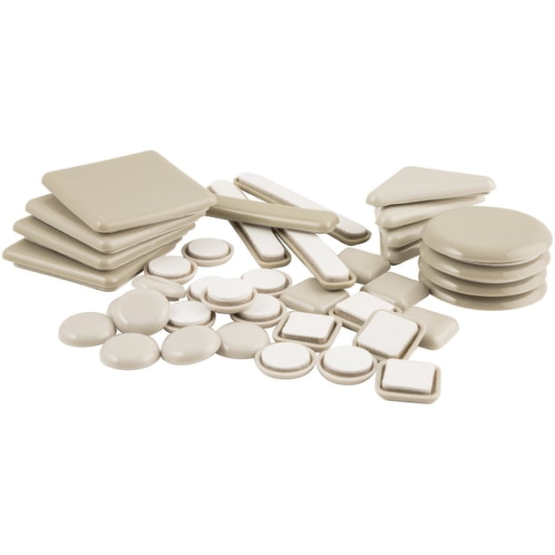 Super Sliders Paquete Variado De Deslizadores Autoadhesivos Para Muebles Para Alfombras O Superficies Duras Duraderas, Color Beige, Paquete De 40