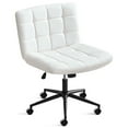 thumbnail image 6 of Furniliving Home Office Desk Chairs with Wheels Wide Desk Chair Mid Back Vanity Chair Modern Computer Desk Chair Swivel Accent Chair, PU-Ivorywhite, 6 of 10