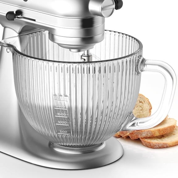 TOCOKEID Glass Bowl for KitchenAid 4.5 and 5 Quart Tilt Head Stand Mixers, with Measurement Lines, Dishwasher Safe