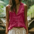 thumbnail image 2 of Feancey Sleeveless Shirts for Women Button Down Blouse Collared Summer Tops Dressy Casual Tank Tops Comfy Loose Work Tees Wine XL, 2 of 7