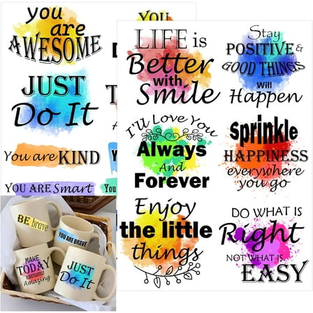 Inspirational Rub on Transfers Stickers Motivational Quotes Stickers for Wall Decals and Scrapbook 17Pcs