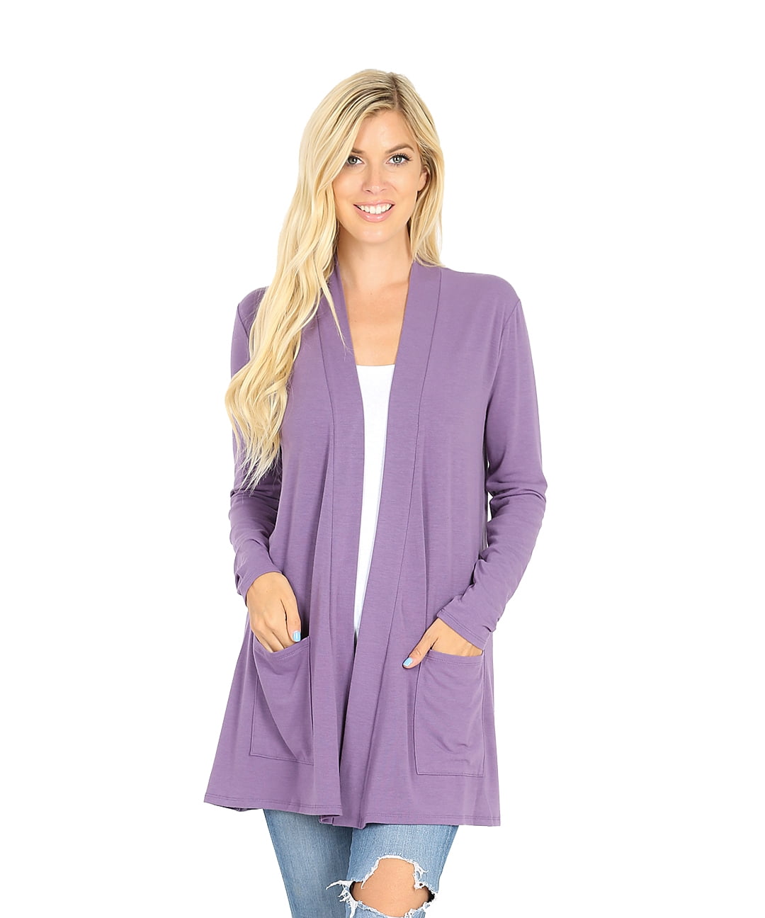 Women's Open Front Cardigan with Front Pockets - Walmart.com