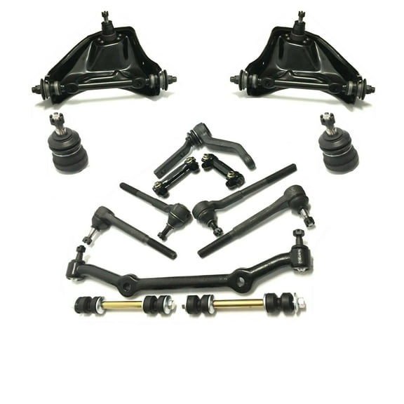 14 Pc Kit Front Upper Control Arm Ball Joints Inner & Outer Tie Rod Ends Center Link Adjusting Sleeve Idler Arm Front Sway Bar Link Fits select: 1996-2003 CHEVROLET S TRUCK