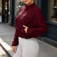 thumbnail image 5 of Inverlee Women's Stand Collar Mesh Zip Up Cropped Athletic Jacket Lightweight Breathable Windbreaker Trendy Solid Gym Runing Outwear Wine M, 5 of 7