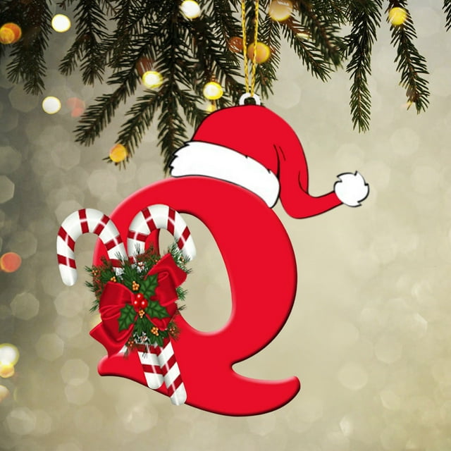 Adornos navideños, adornos navideños, regalos navideños, árbol de Navidad acrílico 2D, colgante de 26 letras, regalo decorativo, colgantes para fiestas navideñas familiares, objetos colgantes