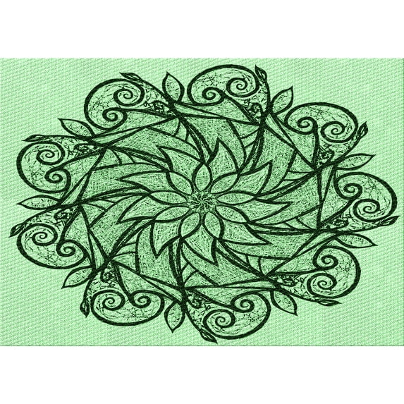 Ahgly Company Indoor Rectangle Patterned Pale Green Area Rugs, 7' x 9'