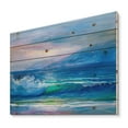 thumbnail image 2 of Designart 'Blue Waves Breaking At The Beach Landscape II' Nautical & Coastal Print on Natural Pine Wood, 2 of 5