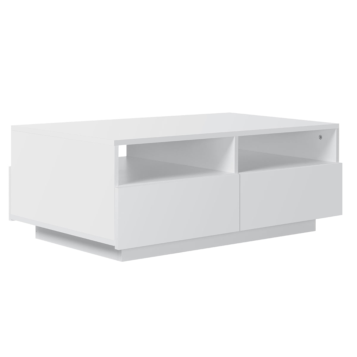 Hommpa LED Coffee Table Rectangular High Gloss Coffee Tea Table Modern Center Table with LED Light 4 Storage Drawers Sofa End Table for Living Room 35.4 x 22 x 13.8 Inches