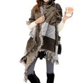 thumbnail image 1 of Bufanda de tartán para mujer, de invierno, grande, de gran tamaño, suave, cálida, a cuadros multicolores, chal con borlas giratorias, capa, poncho, estola larga, 1 of 4