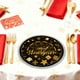 thumbnail image 5 of Vajilla desechable de papel, decoraciones navideñas en negro y dorado, vajilla para fiesta temática de Año Nuevo, platos desechables de papel de 18 y 23 cm, vasos de papel y pañuelos, juego de platos, 5 of 6